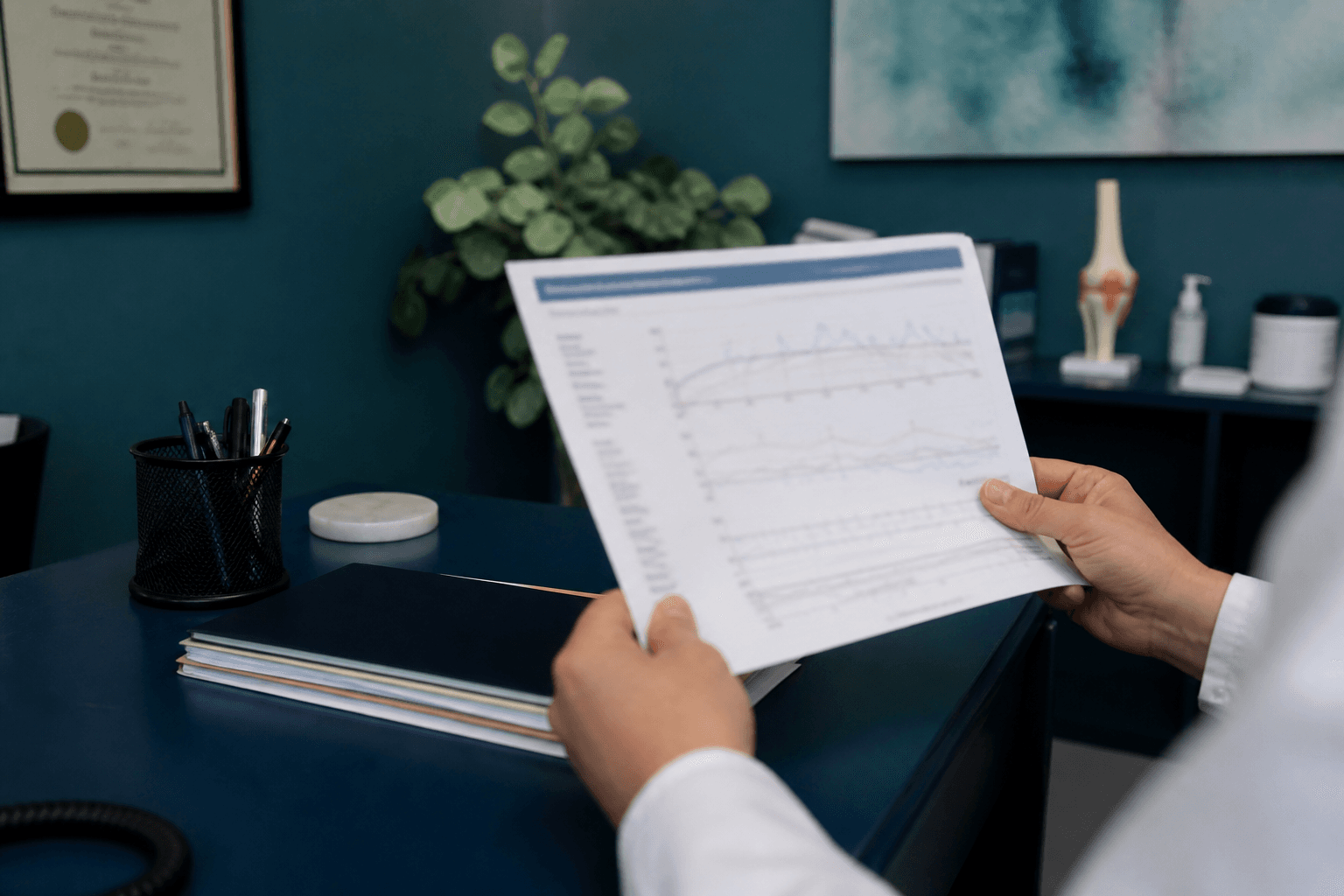 Patient reviewing a Precision Health biomarker report with a clinician