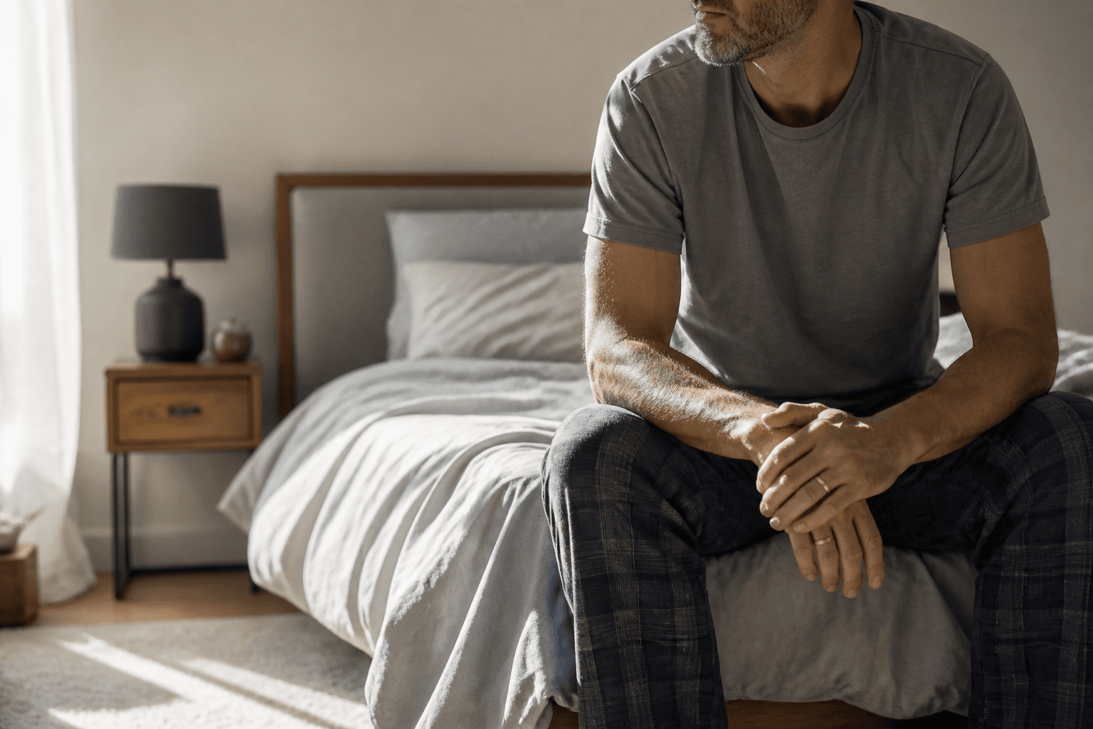 Physician discussing sleep, weight, energy, and hormone symptoms with a male patient