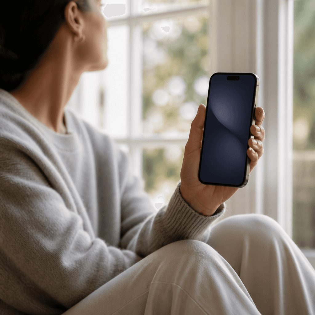 A phone in a quiet setting representing patient-controlled health trends